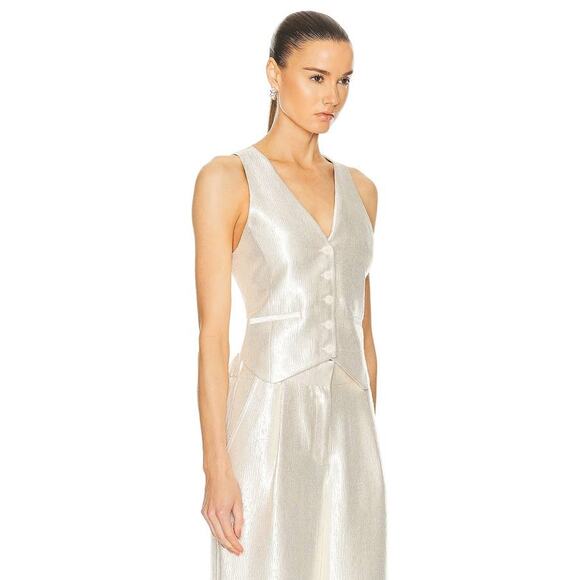 Simkhai Deb Textured Satin Vest Top in Cream 10 - Picture 2 of 5